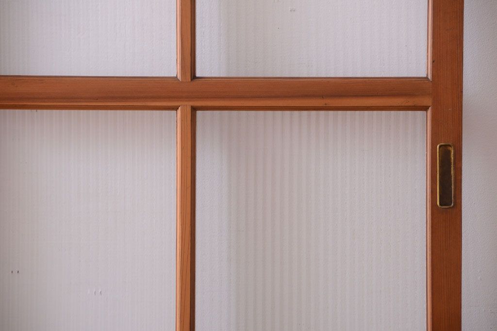 昭和レトロ　モールガラス入り!シンプルな引き戸2枚セット