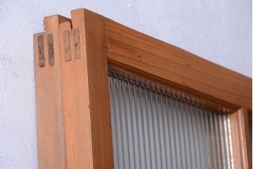 昭和レトロ　モールガラス入り!シンプルな引き戸2枚セット