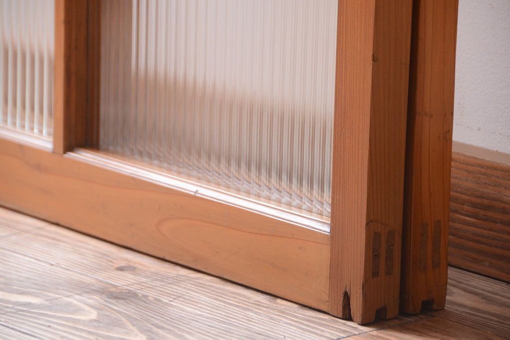 昭和レトロ　モールガラス入り!シンプルな引き戸2枚セット