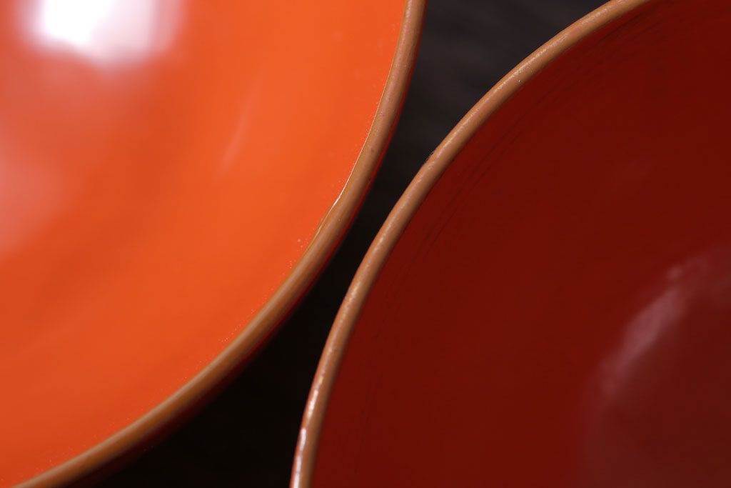 和製アンティーク　松竹梅の朱塗り椀6客セット