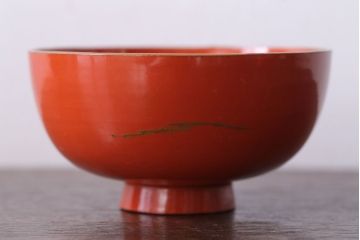 和製アンティーク　松竹梅の朱塗り椀6客セット