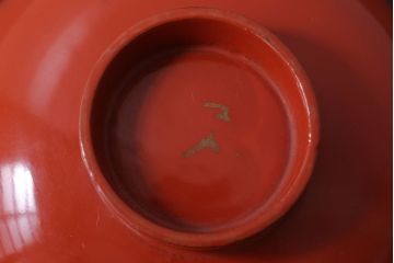 和製アンティーク　松竹梅の朱塗り椀6客セット