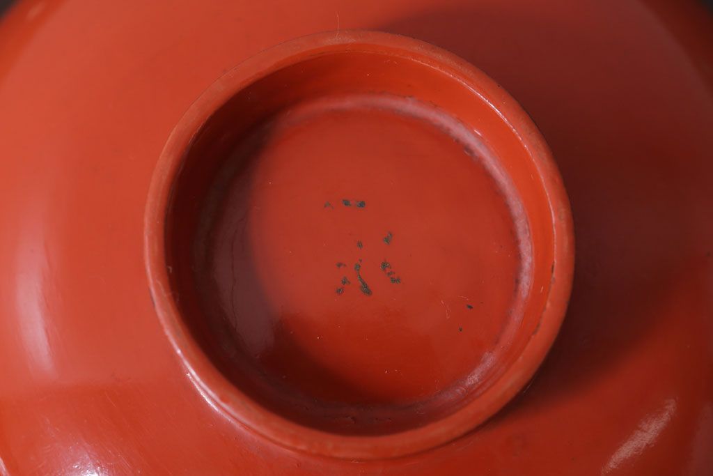 和製アンティーク　松竹梅の朱塗り椀6客セット