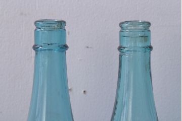 アンティーク雑貨　アンティーク　青色!気泡入りの古いガラス瓶3本セット(2)