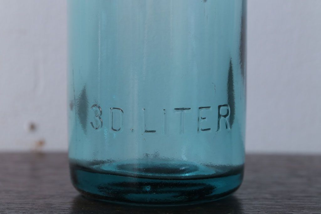 アンティーク雑貨　アンティーク　青色!気泡入りの古いガラス瓶3本セット(2)