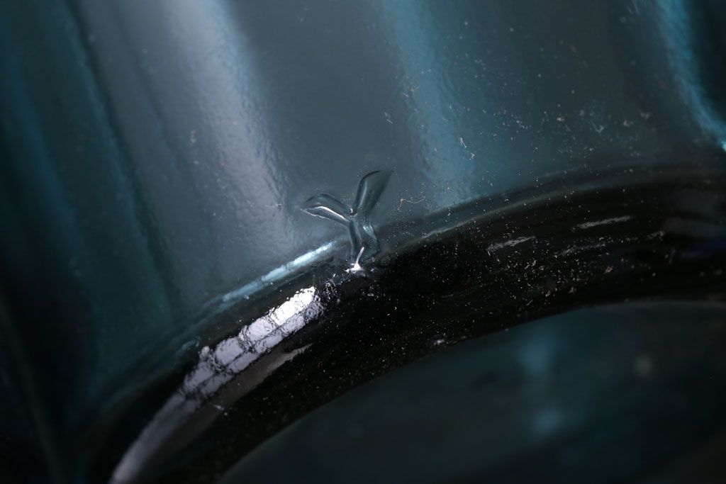 アンティーク雑貨　アンティーク　青色!気泡入りの古いガラス瓶3本セット(2)