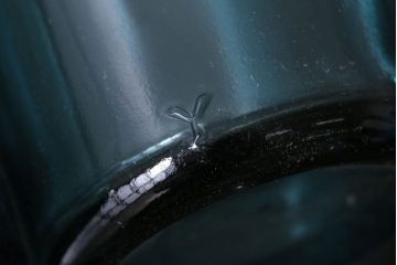 アンティーク雑貨　アンティーク　青色!気泡入りの古いガラス瓶3本セット(2)