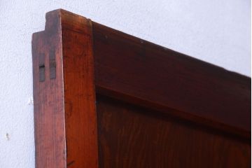 古民具・骨董　欅玉杢材!漆が美しいアンティークガラス帯戸