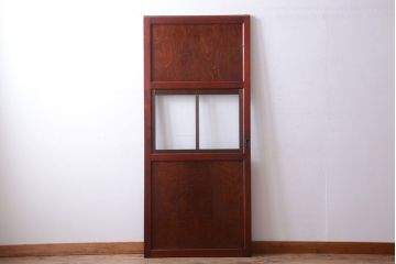 古民具・骨董　欅玉杢材!漆が美しいアンティークガラス帯戸