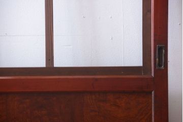 古民具・骨董　欅玉杢材!漆が美しいアンティークガラス帯戸