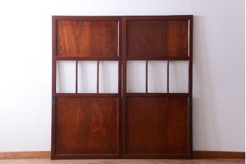 和製アンティーク　古い木のガラス帯戸2枚セット