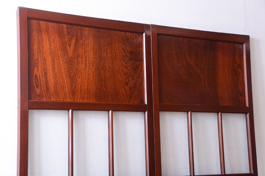 和製アンティーク　古い木のガラス帯戸2枚セット