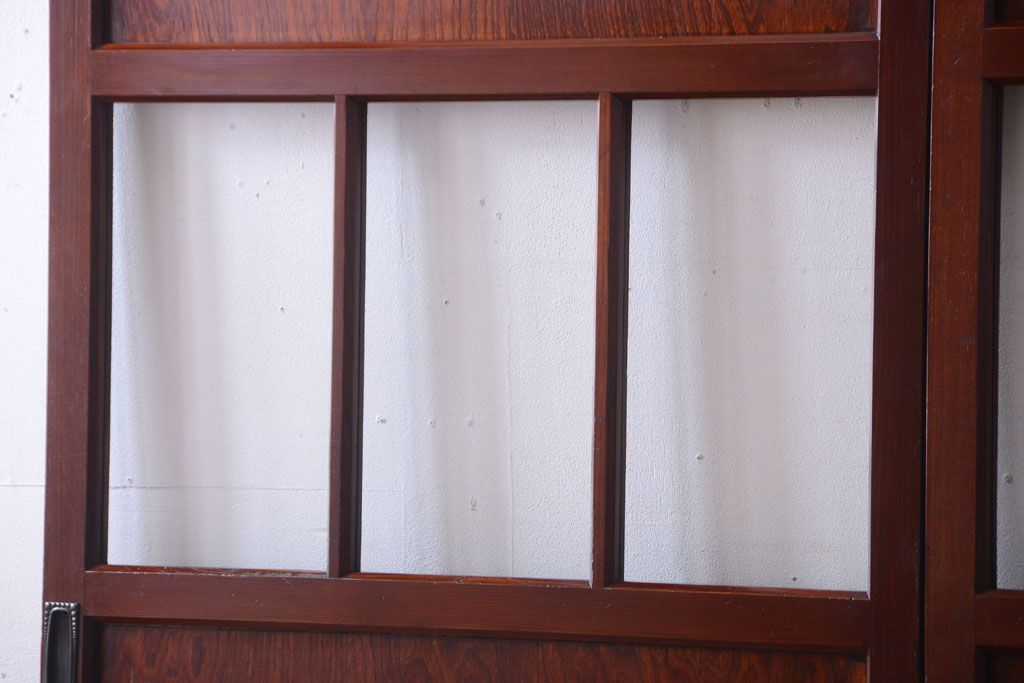 和製アンティーク　古い木のガラス帯戸2枚セット