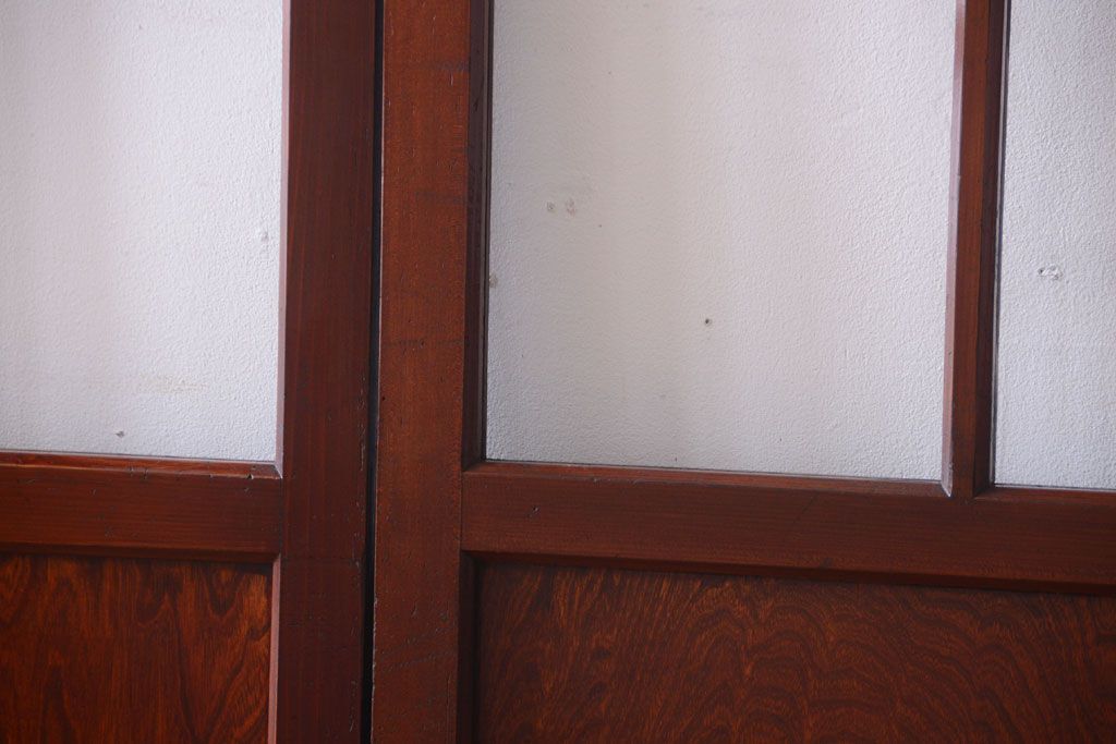 和製アンティーク　古い木のガラス帯戸2枚セット