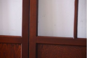 和製アンティーク　古い木のガラス帯戸2枚セット