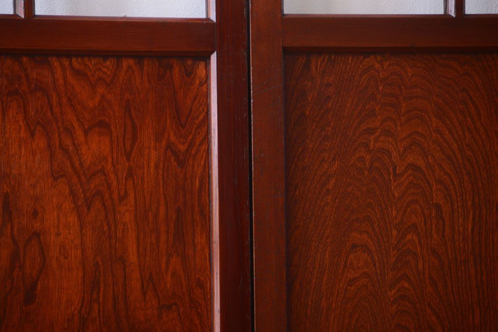 和製アンティーク　古い木のガラス帯戸2枚セット