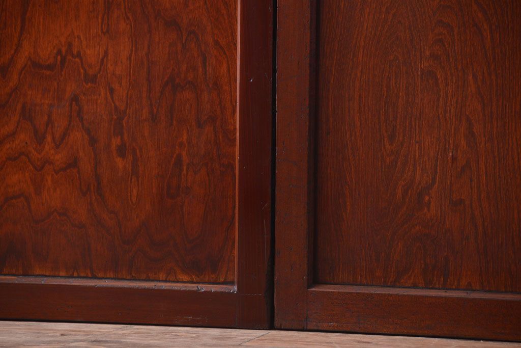 和製アンティーク　古い木のガラス帯戸2枚セット