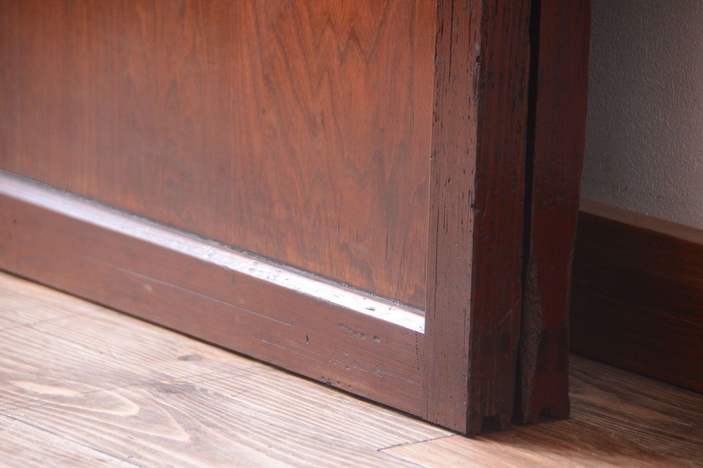 和製アンティーク　古い木のガラス帯戸2枚セット