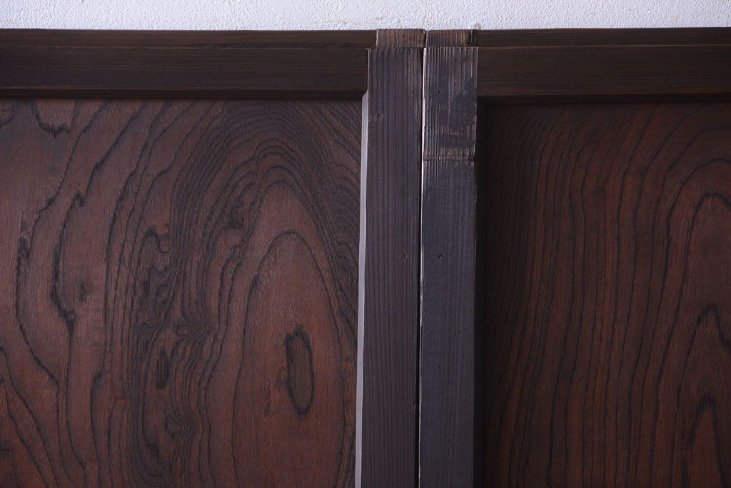 和製アンティーク　古い木のガラス帯戸2枚セット