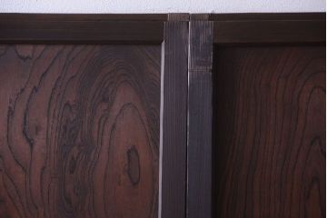 和製アンティーク　古い木のガラス帯戸2枚セット