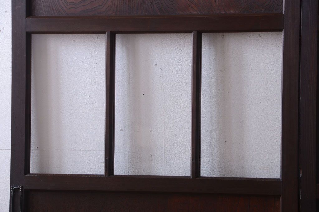 和製アンティーク　古い木のガラス帯戸2枚セット