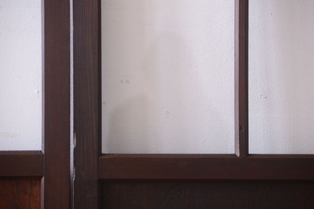 和製アンティーク　古い木のガラス帯戸2枚セット