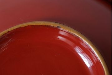 和製アンティーク　花鳥柄の朱塗り椀5客セット