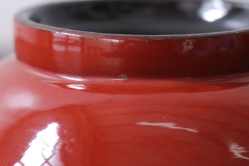 和製アンティーク　花鳥柄の朱塗り椀5客セット