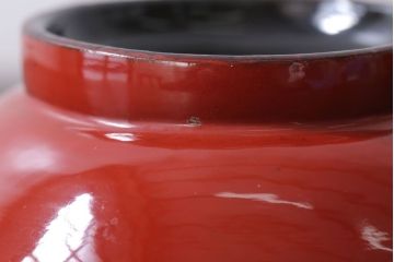 和製アンティーク　花鳥柄の朱塗り椀5客セット