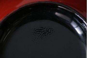 和製アンティーク　花鳥柄の朱塗り椀5客セット(2)