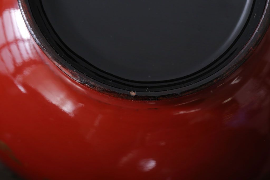 和製アンティーク　花鳥柄の朱塗り椀5客セット(2)