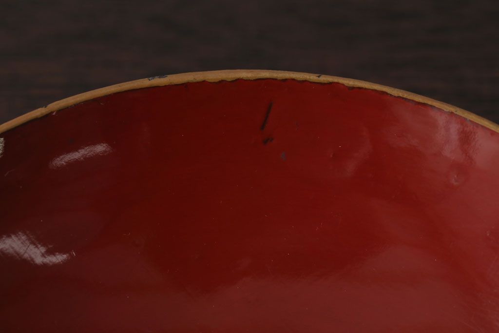 和製アンティーク　花鳥柄の朱塗り椀5客セット(2)