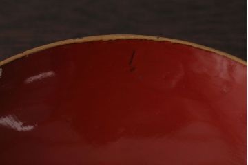 和製アンティーク　花鳥柄の朱塗り椀5客セット(2)