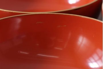 アンティーク雑貨　和製アンティーク　上品な花鳥柄の沈金朱塗椀5客セット