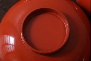 アンティーク雑貨　和製アンティーク　上品な花鳥柄の沈金朱塗椀5客セット