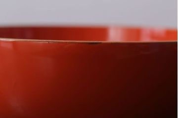 和製アンティーク　上品な花鳥柄の沈金朱塗椀5客セット(2)