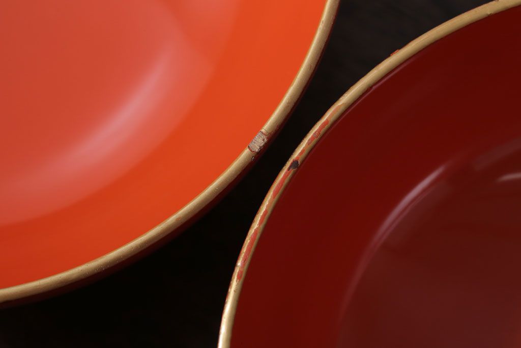 アンティーク雑貨　和製アンティーク　上品な花鳥柄の沈金朱塗椀5客セット(3)