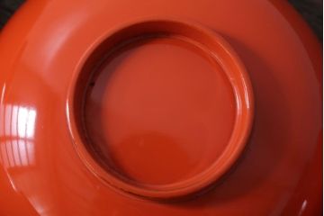 アンティーク雑貨　和製アンティーク　上品な花鳥柄の沈金朱塗椀5客セット(3)