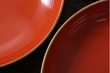 アンティーク雑貨　和製アンティーク　上品な花鳥柄の沈金朱塗椀5客セット(3)