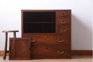 アンティーク家具　和製アンティーク　前面欅材!古い収納棚(戸棚)