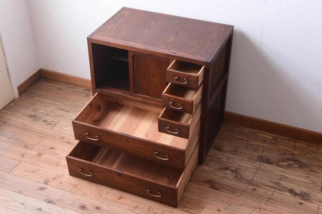 アンティーク家具　和製アンティーク　前面欅材!古い収納棚(戸棚)