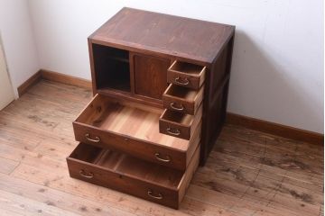 アンティーク家具　和製アンティーク　前面欅材!古い収納棚(戸棚)