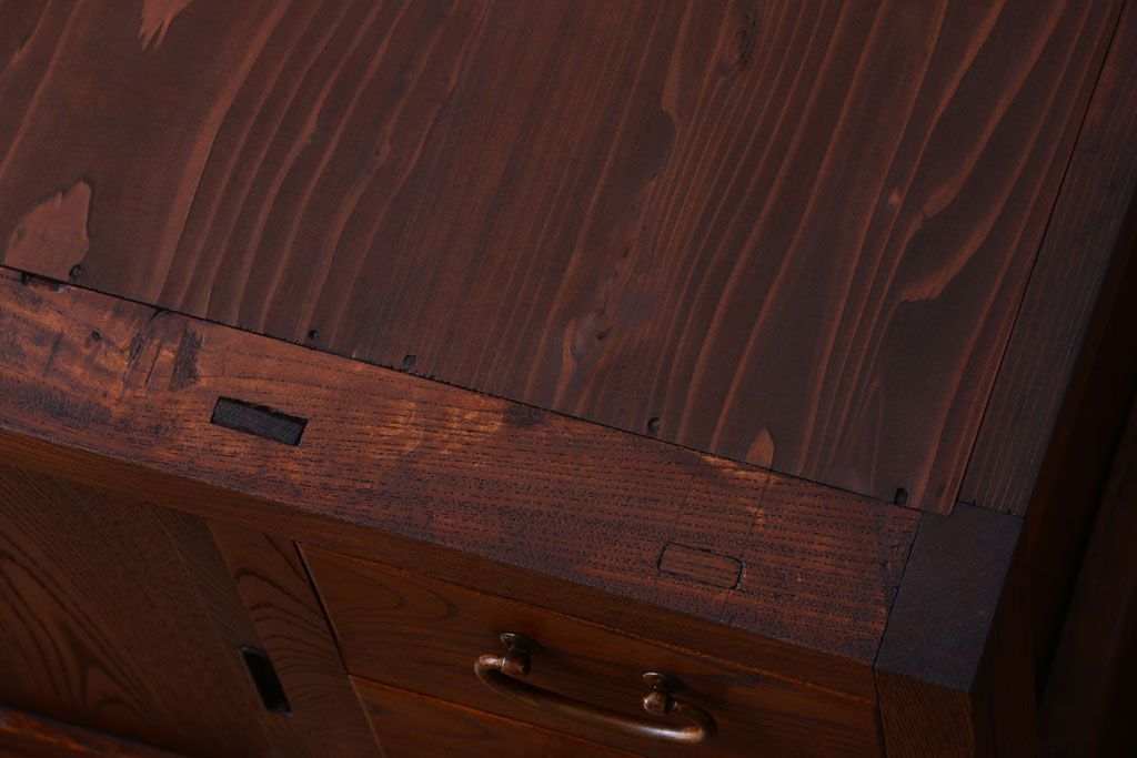 アンティーク家具　和製アンティーク　前面欅材!古い収納棚(戸棚)