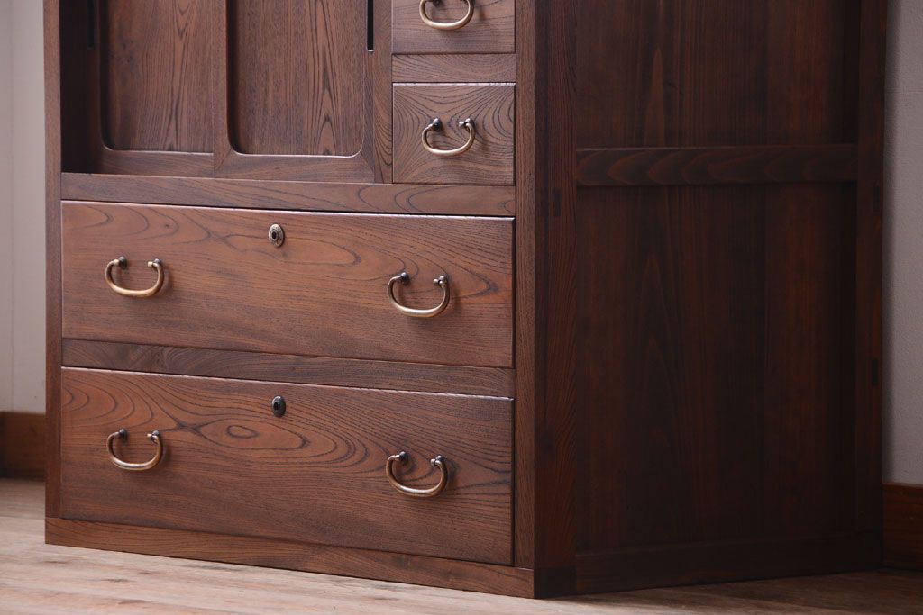 アンティーク家具　和製アンティーク　前面欅材!古い収納棚(戸棚)