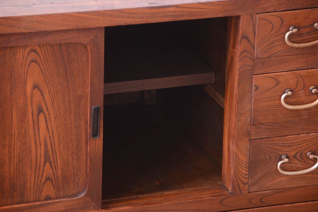 アンティーク家具　和製アンティーク　前面欅材!古い収納棚(戸棚)