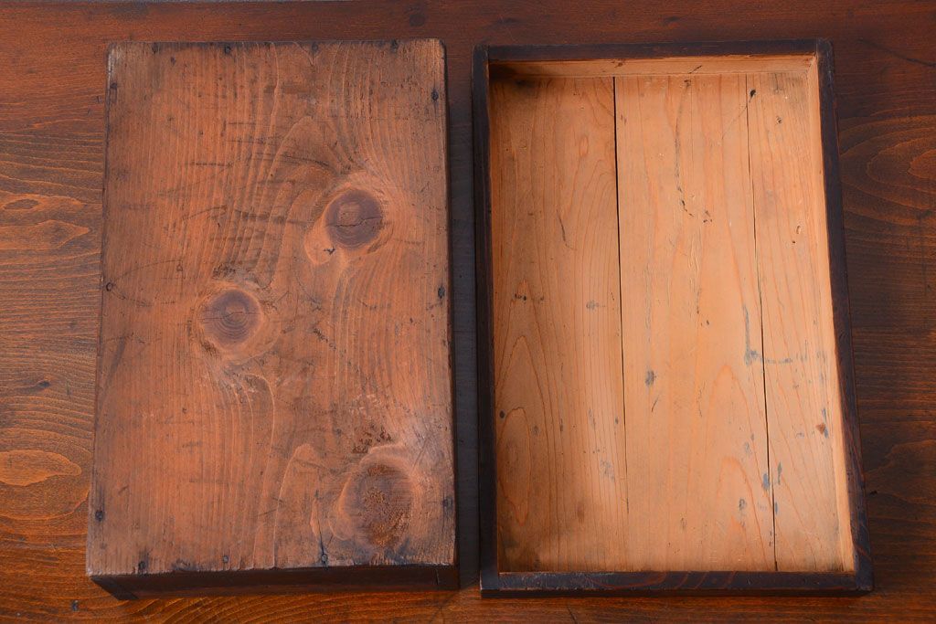 アンティーク雑貨　古民具・骨董　明治〜大正期　古い木のアンティーク小箱(木箱)