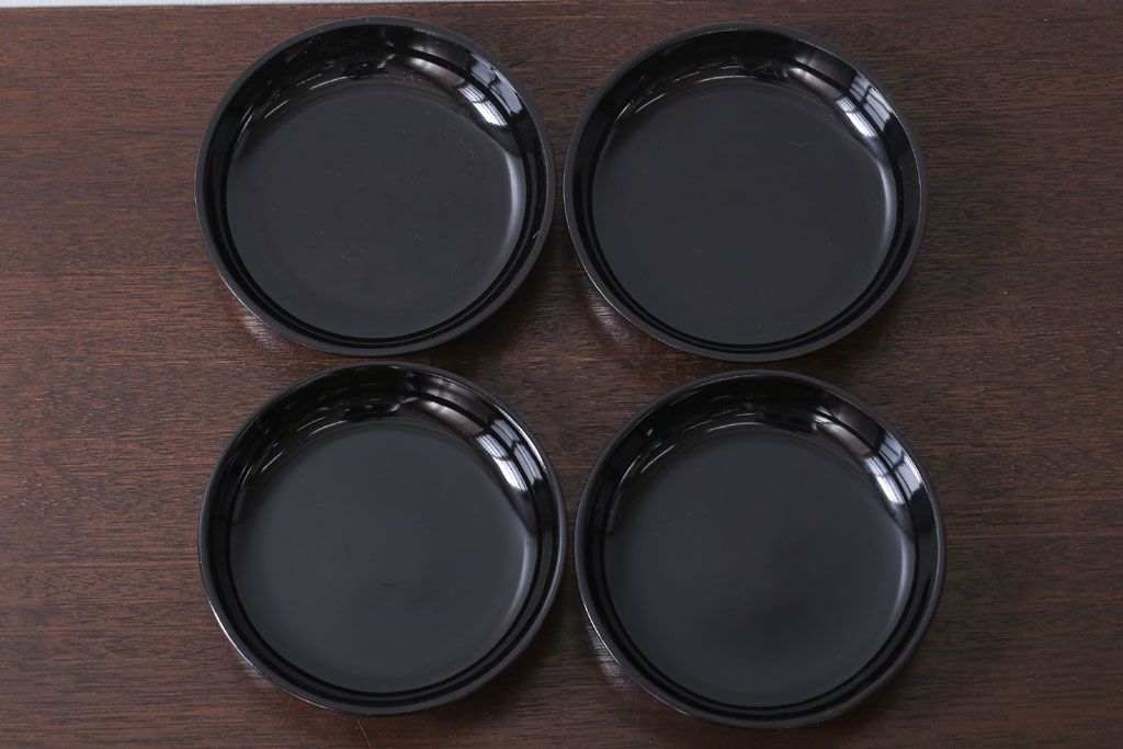 アンティーク雑貨　和製アンティーク　漆塗りの菓子皿4枚セット
