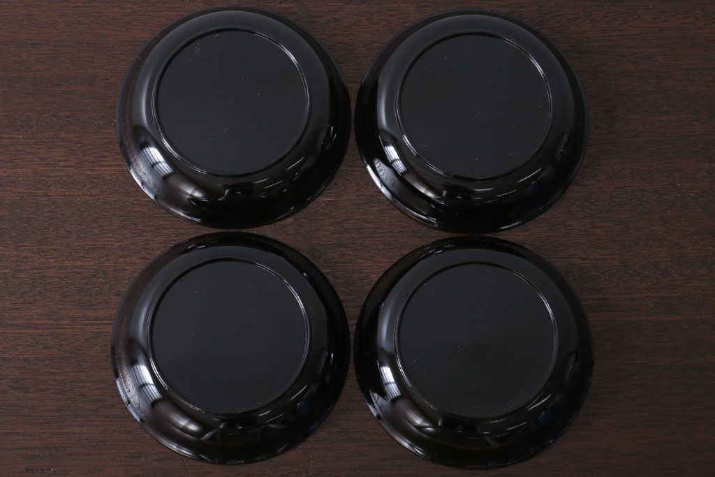 アンティーク雑貨　和製アンティーク　漆塗りの菓子皿4枚セット