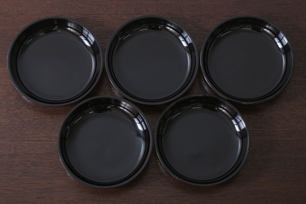 アンティーク雑貨　和製アンティーク　漆塗りの菓子皿5枚セット(1)