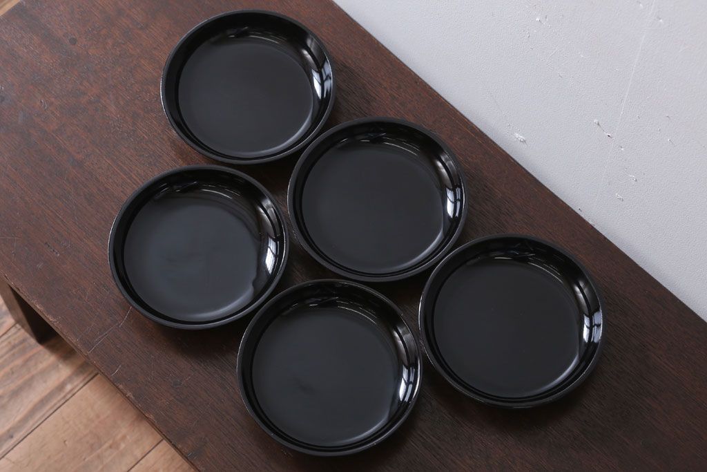 アンティーク雑貨　和製アンティーク　漆塗りの菓子皿5枚セット(1)